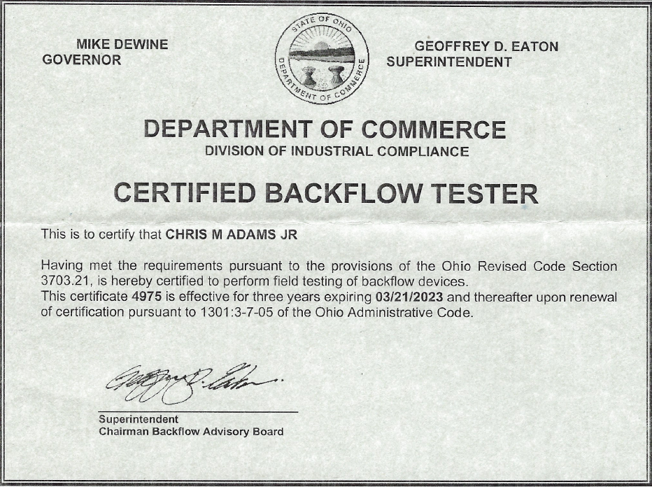 Backflow Certification